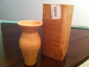 lathe vase with block