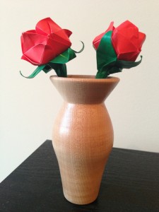 origami flowers in lathe vase